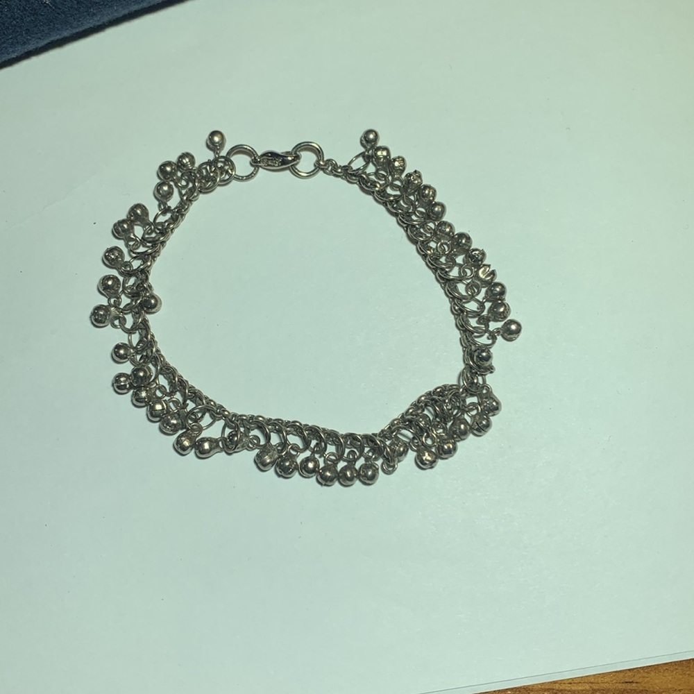 Silver Tone  Ankle  Dangling  Charms Bracelet Belly Dance 9 inch
